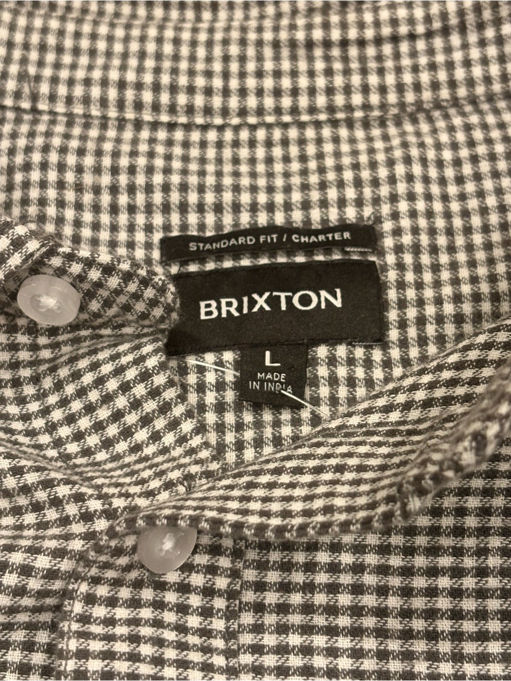 Brixton Charter Check Button Up Shirt Large Brown White Short Sleeve